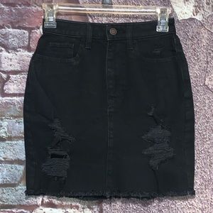 Hollister Ultra High Rise Distressed Jean Skirt